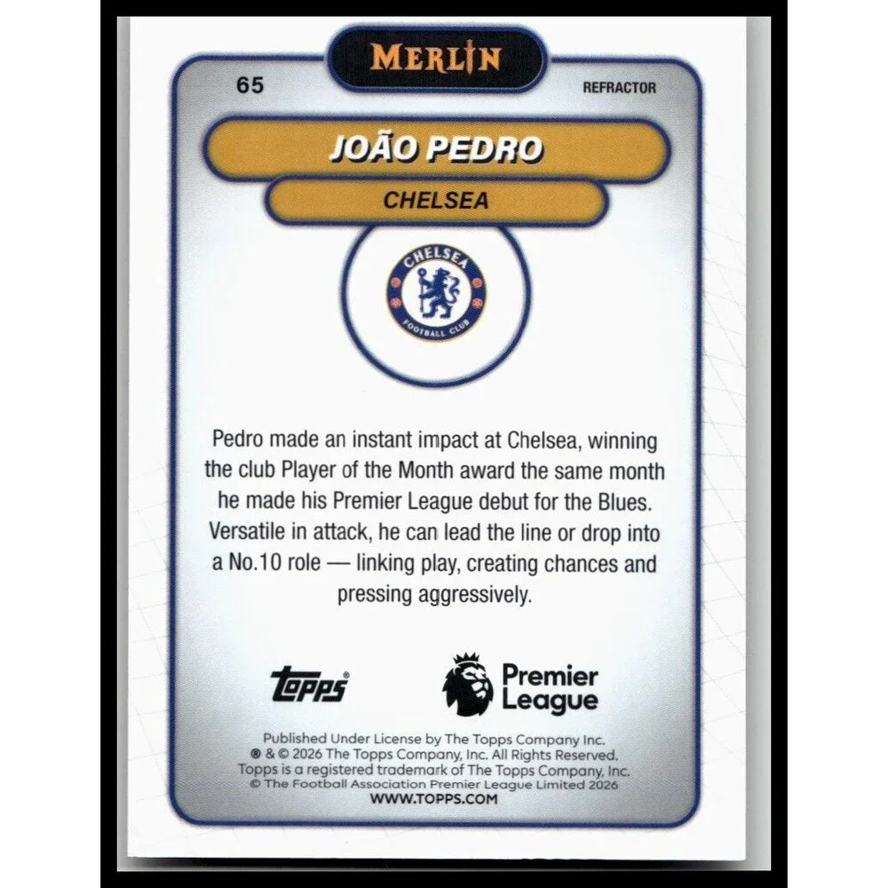 topps 2026 Merlin Premier League } João Pedro Refractor